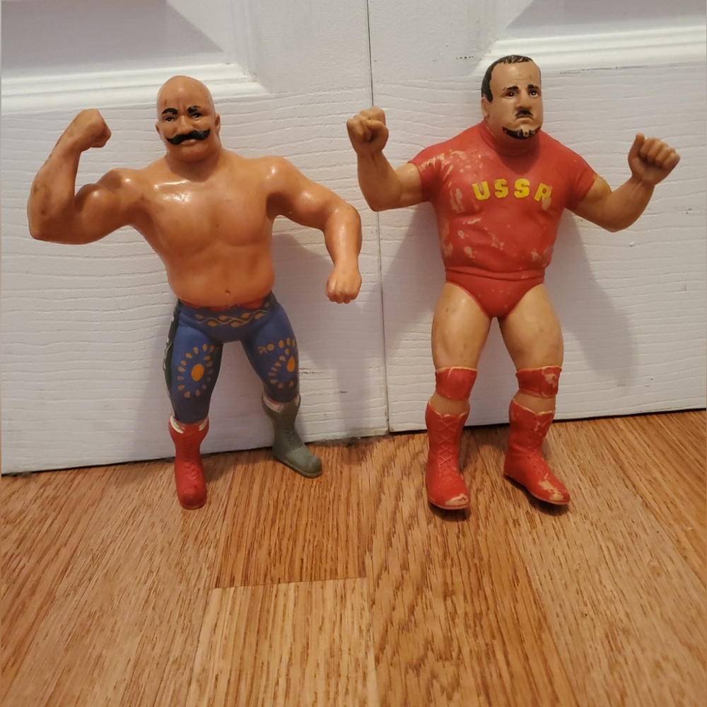 WWF LJN The Iron Sheik & Nikolai Volkoff Tag Team Wrestling Figures 1980’s VTG